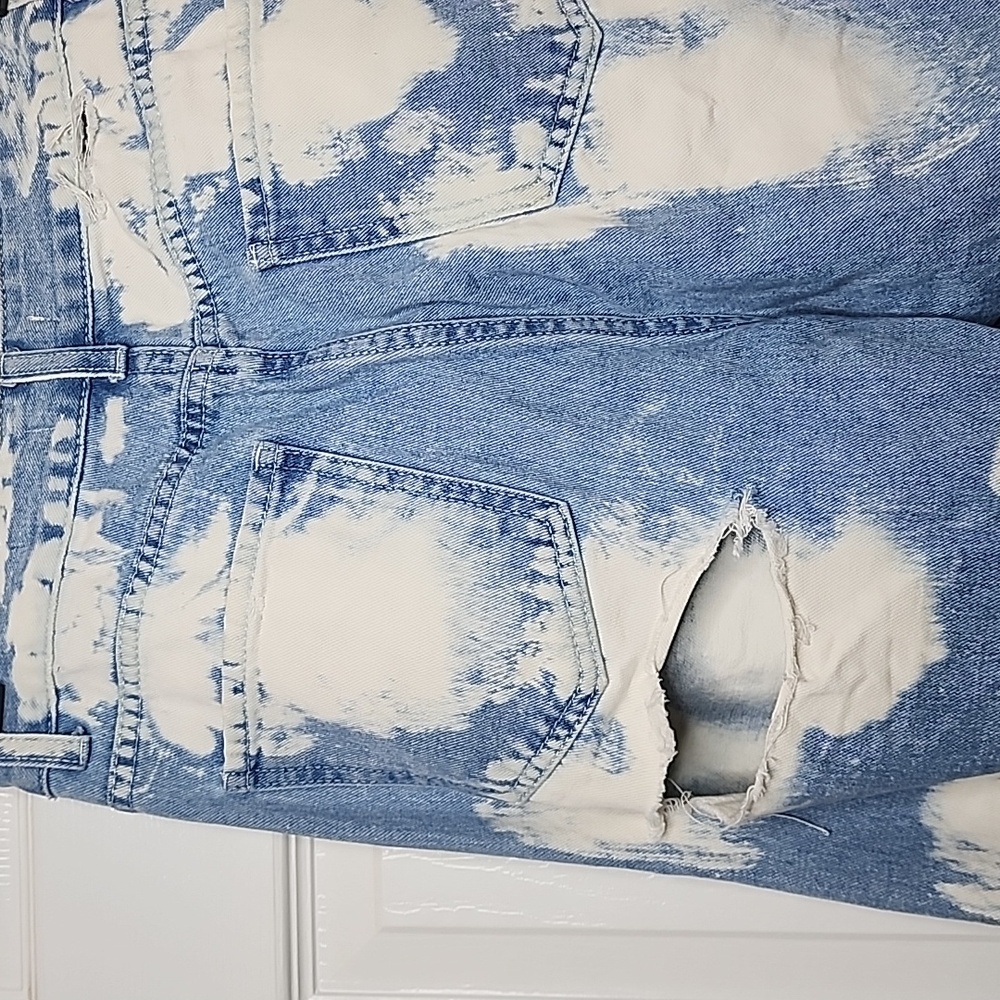 Red Berry Acid Wash High Waist Womens Cloud Denim Wide Leg Jeans Light Denim Blu - Picture 6 of 13